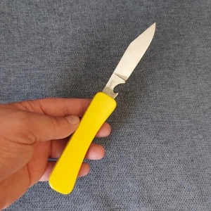 Cuchillo plegable de bolsillo vintage HAPO Austria amarillo inoxidable - Imagen 1 de 21