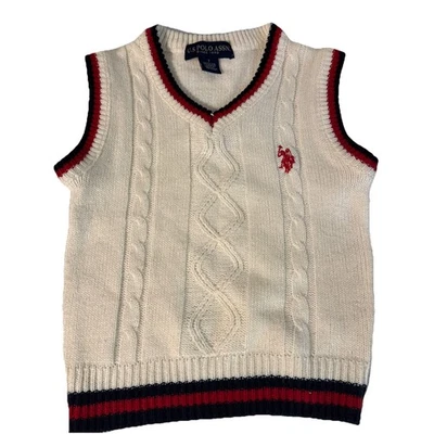 Polo Ralph Lauren Suéter Chaleco NIÑOS Talla Grande 7 Crema Cable Tejido Preppy Foto 1 de 4
