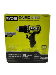 RYOBI ONE + HP 18V  1/2” Drill/Driver Brushless Compact Tool Only PSBDD02B New - Picture 1 of 6