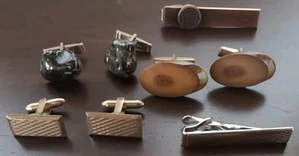 Vintage Men's Cuff Link Lot Of 3 Pairs + 2 Tie Clips Swank Naval Reserve Assoc - Picture 1 of 8