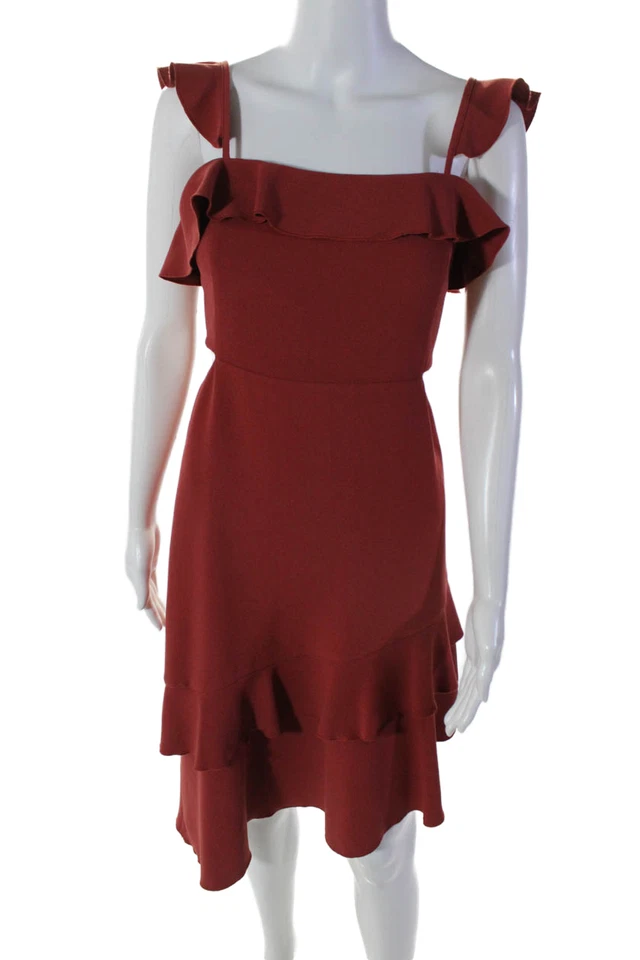 Vestido Endless Rose para mujer con volantes recorte asimétrico rojo talla XS Foto 1 de 4