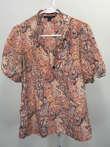 Banana Republic Women’s Orange Floral Top Short Sleeve, Size S      1I - Picture 1 of 7