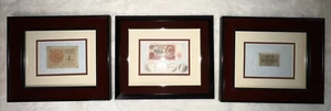 Framed Foreign Currency - 1 Dinar; 20 Vinarejev; 10 Rupees - Picture 1 of 7
