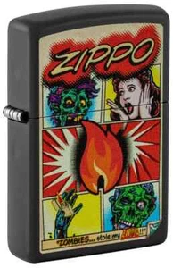 Zippo Comic Zombies Design Black Matte Color Image 46229 - Picture 1 of 7