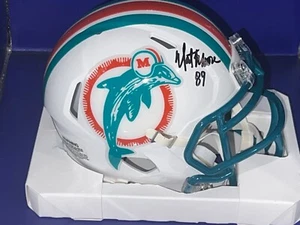 NAT MOORE MIAMI DOLPHINS SIGNED MINI HELMET - Picture 1 of 1