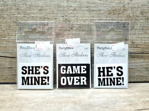 Pegatina de zapatos de boda pegatina pareja de novios SHE ́S MINE HE ́S MINE GAME OVER FUN - Imagen 1 de 3