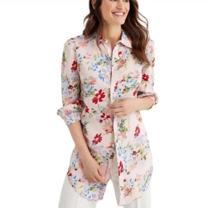 Polo Ralph Lauren Talla 6 Lino Floral Largo Abotonado Túnica Camisa Top Nuevo con Etiquetas $168 - Imagen 1 de 13