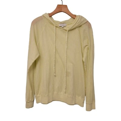 Michael Stars Hooded Shirt Mesh Butter Yellow Knit Long Sleeve Made In USA Small - Image 1 of 4