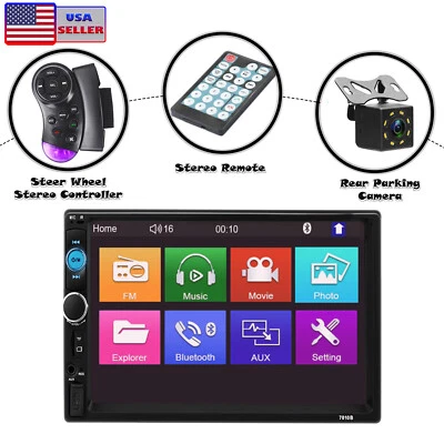 7" Double 2 DIN Car Radio Stereo Bluetooth FM USB TF AUX IOS/Android MP5 Player - Image 1 of 4
