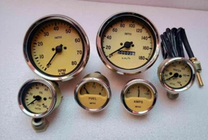 Smiths Réplica Kit Temperatura Aceite Amplificador Combustible Medidor Mecánico 100 mm Velocímetro + Speedo kmph - Imagen 1 de 3