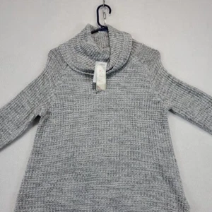Its Our Time Womens M Gray Turtleneck Chunky Knit Sweater Cozy Relaxed Fit NWT - Picture 1 of 12