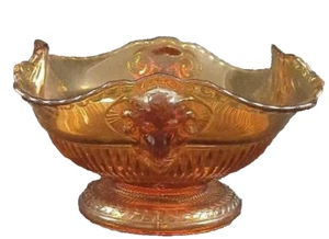 Cambridge Glass Gadroon Amber RAMS Head Footed Bowl Elegant Glass 8" - Picture 1 of 11