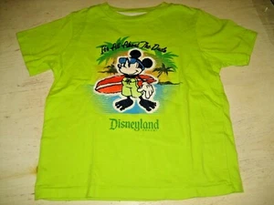 NEW Boy XS 5-6 Lime Green DISNEY PARKS T-Shirt TEE Mickey Mouse Surf Board Top - Picture 1 of 7