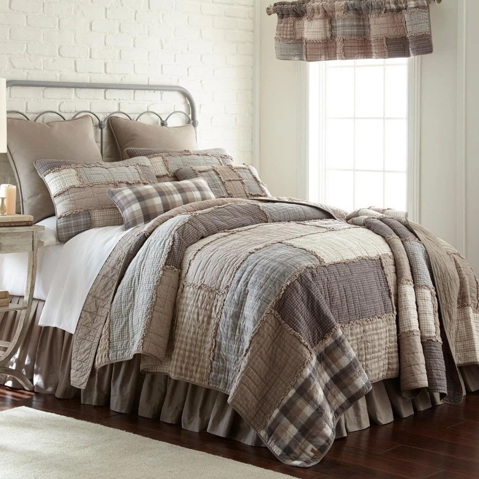 Donna Sharp Smoky Cobblestone Quilt Country Cotton Full Queen 3 Piece Bed Set