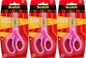 Scotch Kids Blunt Tip Scissors with Soft Touch, 5 Inches, Pink (3 Pack) - Picture 1 of 3