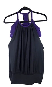 Lululemon Run Sz 6 Womens Black Purple No Limits Activewear Tank Top Shirt Bra - Picture 1 of 5