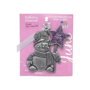 Gloria Duchin Pewter Ornament June Snowman Swarovski Crystals USA New - Picture 1 of 4