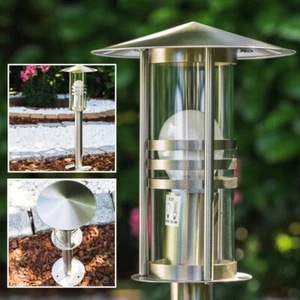 Stehlampe Aussen Steh Leuchten Sockelleuchte Edelstahl Garten Wege Lampe Poller - Bild 1 von 10