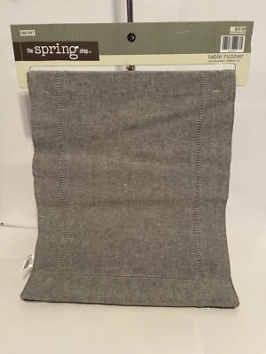 The Spring Shop Woven Striped Table Runner Gray 14" x 72" - Image 1 of 3