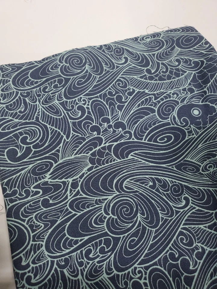 Тульская Розовая Ткань Neptune Moda Больше не издающаяся РЕДКАЯ Синее Шитье Одеяло Хлопок Океан ТОЛСТАЯ ЧЕТВЕРТЬ  - Изображение 1 из 1