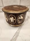 Vtg W. Germany Storage Tin Fairy Tale Characters Brown And Gold Box Container