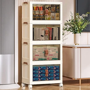 4 Pack Collapsible Storage Cabinet Box Organizers & Storage Containers w/ Wheels - Picture 1 of 11