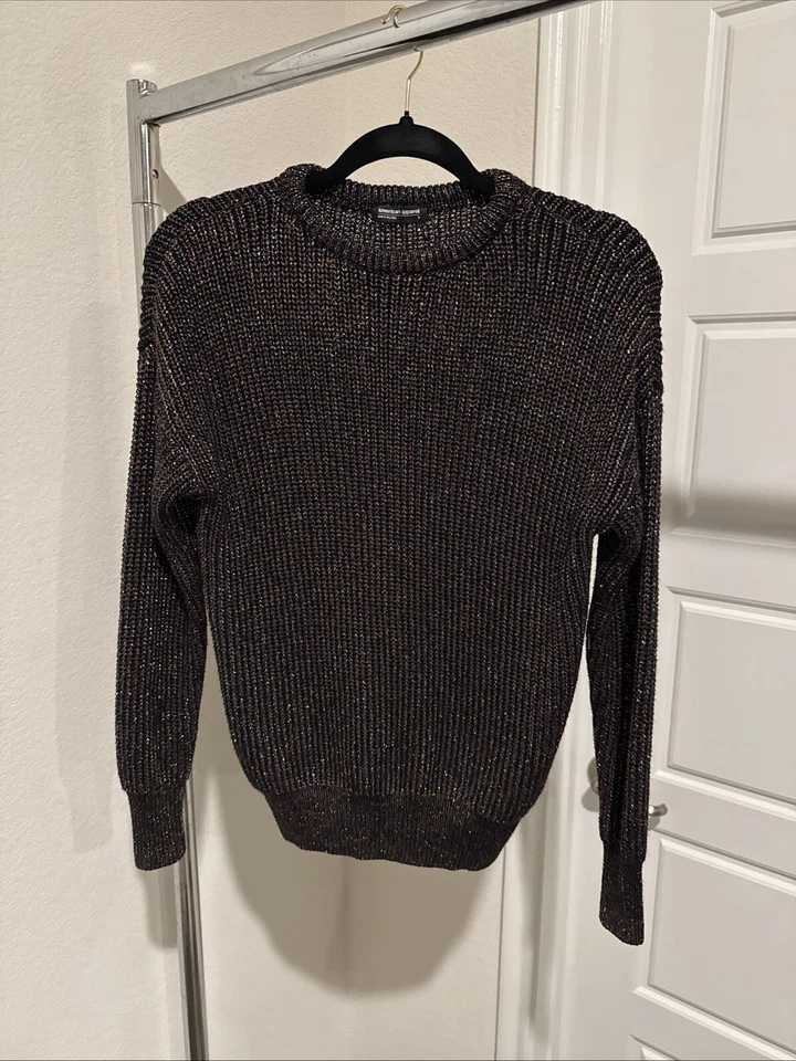 Suéter Tejido Metálico Arco Iris Negro Tejido Vintage American Apparel PEQUEÑO Foto 1 de 4