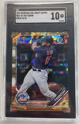 SGC 10 TIM TEBOW 2019 Bowman Chrome Draft Sapphire Gold Refractor #/15 NY Mets⚾️ - Image 1 of 2