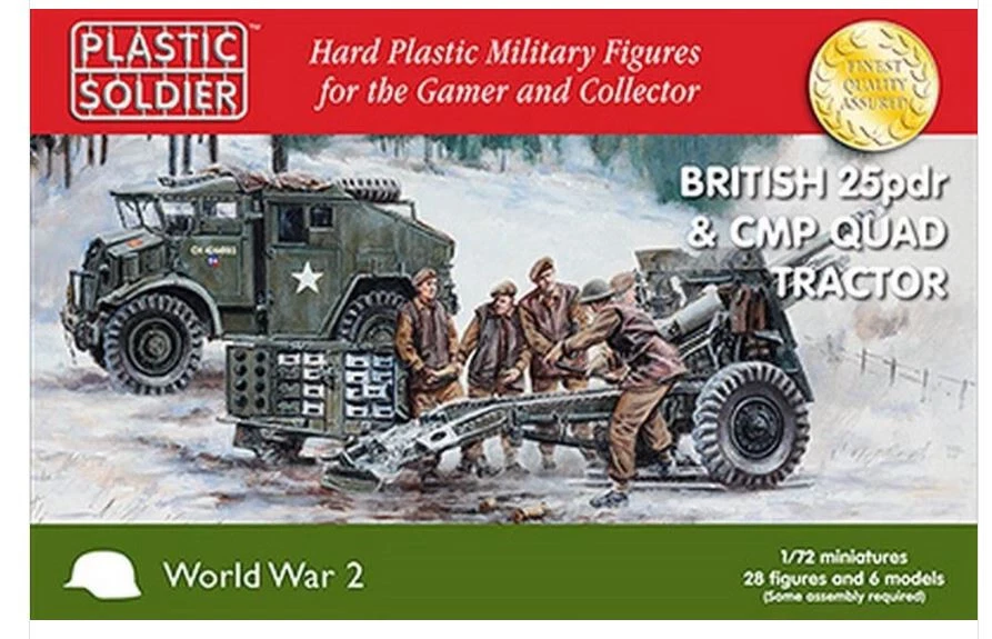 WW2G20007 1/72 WWII BRITISH 25PDR & CMP QUAD TRACTOR NEW BOXED  PLASTIC SOLDIER - Image 1 of 1