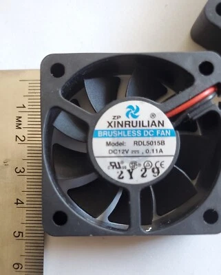 2pcs 5x5x1.5 mm 5010B DC 12V 0.11A 2 Pin Brushless Cooling Fan 9 Blade RDL5015B - Image 1 of 4