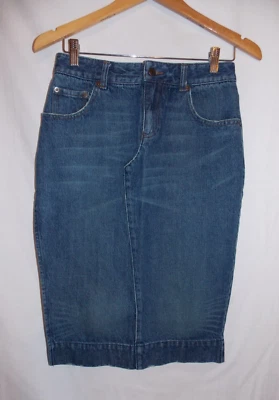 Londen Jean Denim Fray Fade Style Pencil Skirt Size 4 - Image 1 of 4