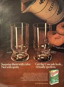 1972 Cascade Dishwasher Detergent PRINT AD Spotless Apple Cider Glass VTG 1970s - Picture 1 of 5