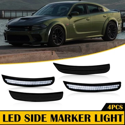 Front 4pcs Rear LED Marker Side Lights Signal White Lamp For 15-22 Dodge Charger - Image 1 of 4