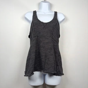 Free People Racerback grau Baumwolle Reißverschluss hinten Boho Edgy Damen Tank Top Gr. L - Bild 1 von 4