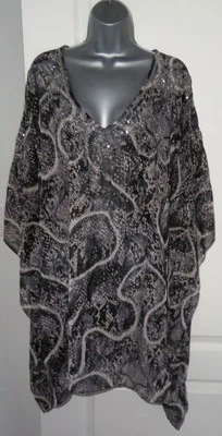 ✿Ladies TOGETHER túnica top de gasa larga mezcla negra talla 24/26✿ Foto 1 de 4