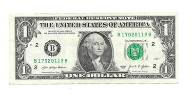 2021- $1. DOLLAR BIRTHDAY NOTE # (17020112)- ( FEB./ 17/ 2011 ) - GREAT BILL. - Image 1 of 2