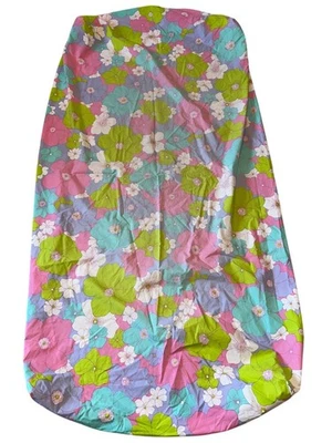 Vtg 70s Lotus Bloom Springmaid Wondercale Fitted Bed Sheet Colorful Floral Twin - Image 1 of 4