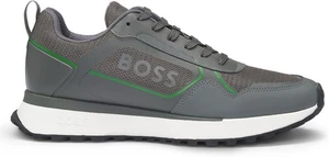 BOSS Mens Trainers Grey Casual Sneakers With Logo - Jonah Runn Size 9 - Picture 1 of 5