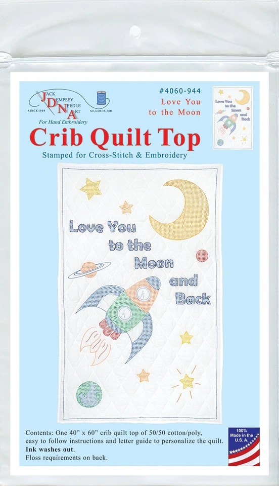 Edredón Jack Dempsey estampado blanco 40"X60"-Love You To The Moon Foto 1 de 1