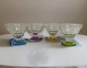 "Vasos cuencos cristal margarita postre helado 1 taza verde azulado lima ámbar ciruela 4""" - Imagen 1 de 12