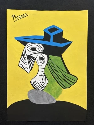 Pablo Picasso (Handmade) Drawing mixed media on paper signed & stamped - Image 1 of 2