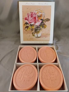 Luxury PERFUMED Rose Boxed Bar Soap GIFT BOX FRANCE 4 Bars - Picture 1 of 4