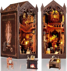 DIY Book Nook Kit: 3D Wooden Puzzle Shelf Insert with LED Light - Large - Picture 1 of 7