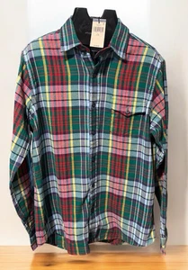 POLO RALPH LAUREN Men Plaid Brushed Cotton Flannel Shirt Green Blue Red Tartan L - Picture 1 of 15