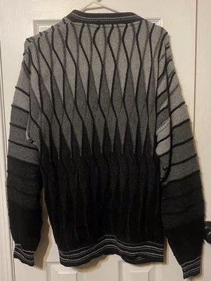 Men’s Vintage Bachrach 3D Style Black/gray Ombré Pullover Sweater.size XL — 第 1/4 张图片