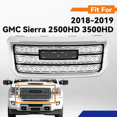 Chrome Front Upper Grille For 2018-2019 GMC Sierra 2500HD 3500HD Base 84542600 Foto 1 de 4