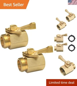 Robustes 2er Pack Absperrschieber Set - massive Messing Gartenschlauch Absperrung mit Unterlegscheiben - Bild 1 von 9
