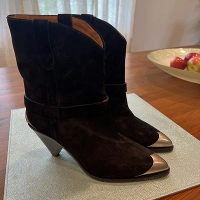 ISABEL MARANT LIMZA WESTERN BOOT IN BLACK Suede 38 - Image 1 of 4