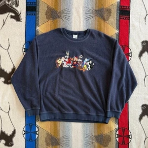 Vintage 90s Looney Tunes Characters Embroidered Crewneck Sweatshirt Size XL - Picture 1 of 7