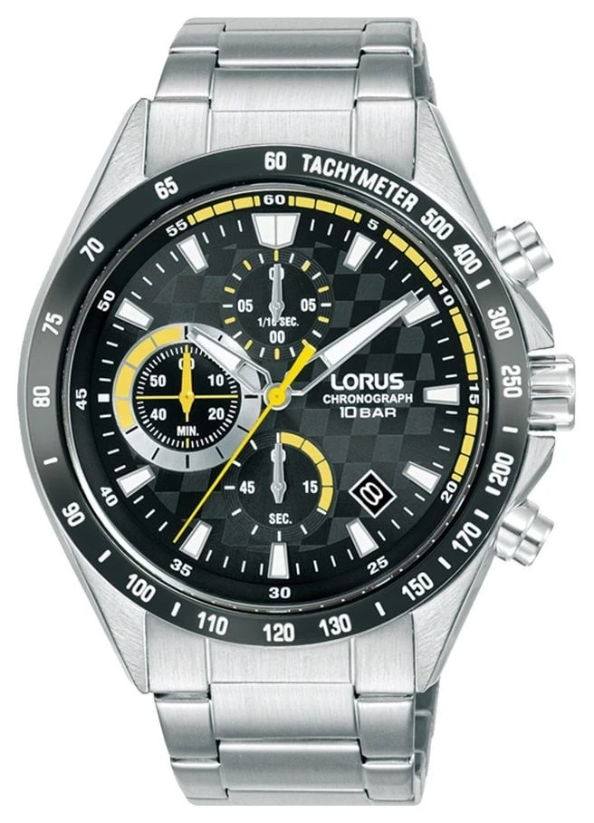 Lorus Men's Sports (43.5mm) Black Chronograph Dial / Stainless Steel RM313JX9